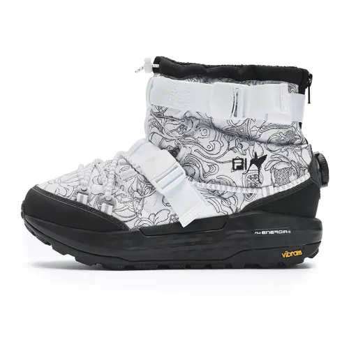 James Jean x FILA BOA EXPLORER 2 Abrasion Resistant Fashion Short Outdoor Boots Women's White Black