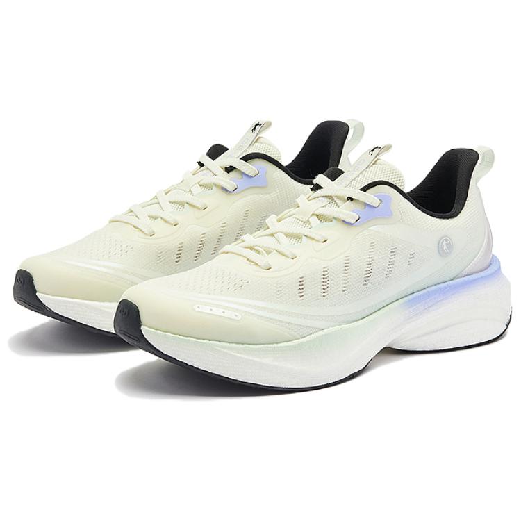 QIAODAN Synthetic Leather Cushioning Abrasion Resistant Breathable Low top Casual Running Shoes Women’s Beige Purple