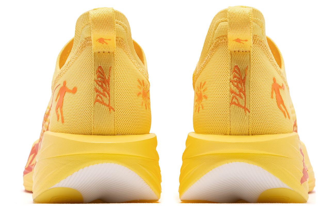 QIAODAN Flying Shadow Plaid Slip Resistant, Abrasion Resistant, Lightweight Low top Running Shoes Men’s Yellow Orange