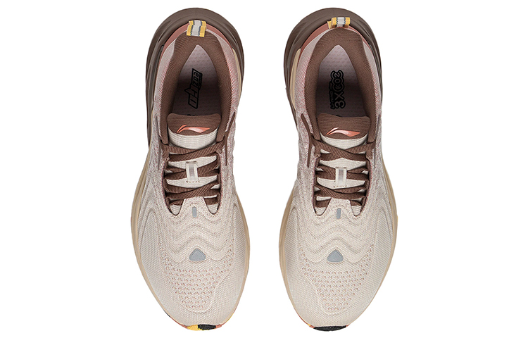 Li Ning Cushioning Slip Resistant Abrasion Resistant Breathable Lightweight Low top Running Shoes Men’s Gray Brown