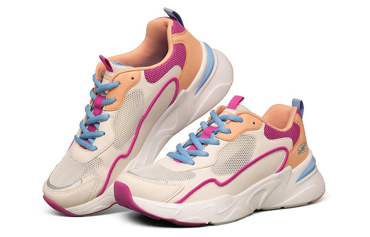 Skechers BOBS BAMINA Comfortable Textile, Artificial Leather Low top Running Shoes Women’s Beige Pink White