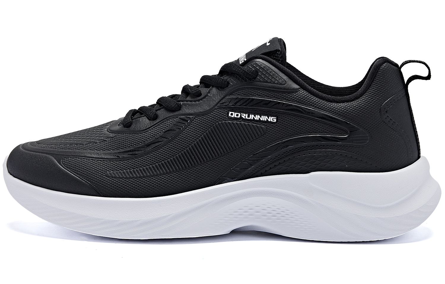 QIAODAN Comfortable Cushioning, Wear Resistant Low top Running Shoes Men’s Black White