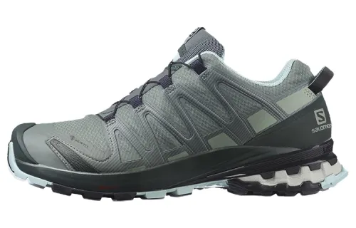 SALOMON XA Pro 3D V8 Comfortable Fabric Abrasion Resistant Low top Running Shoes Women's Gray Green