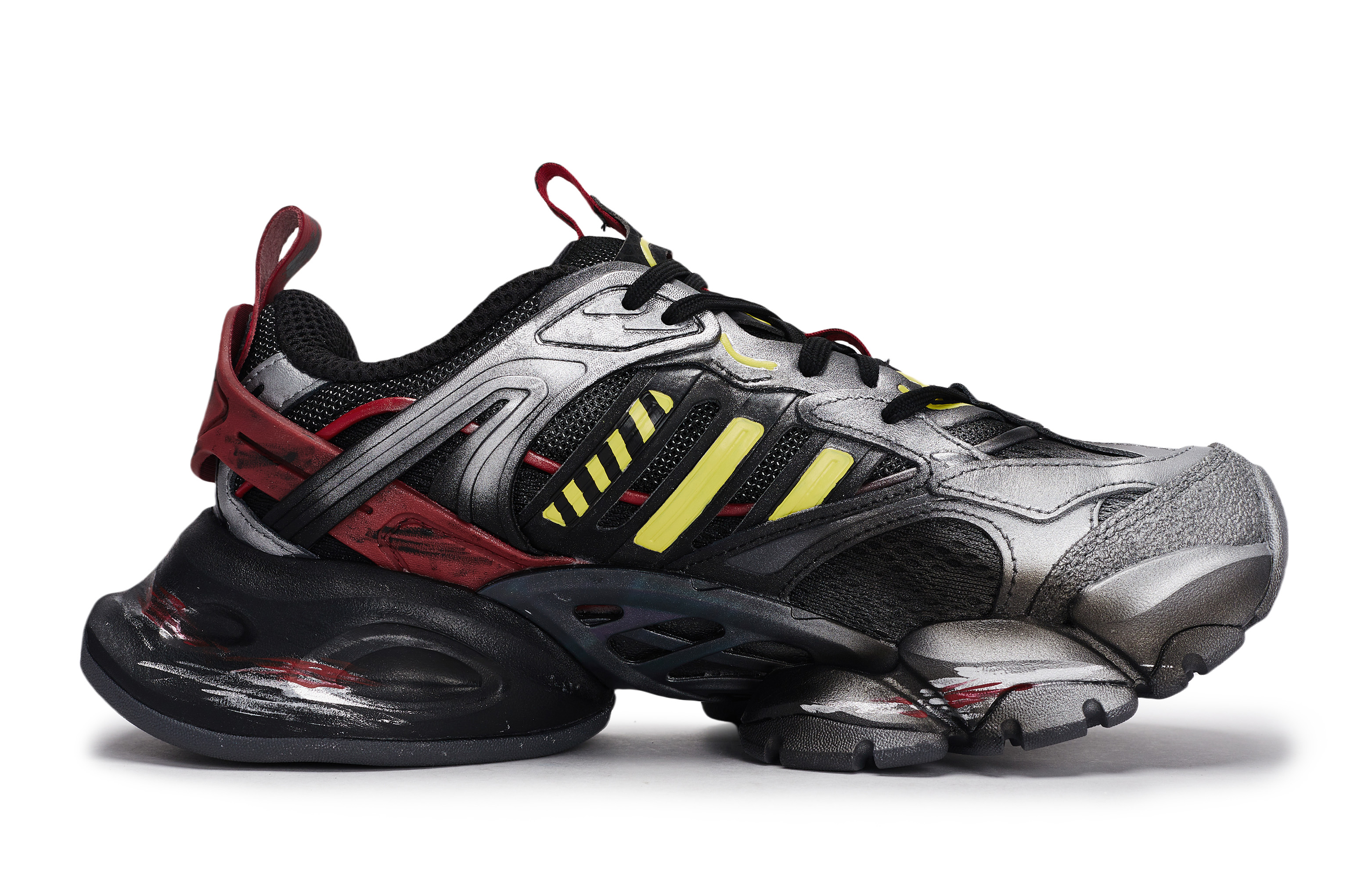 Adidas XLG RUNNER DELUXE Slip Resistant Abrasion Resistant Low top Running Shoes Unisex Black Red Silver