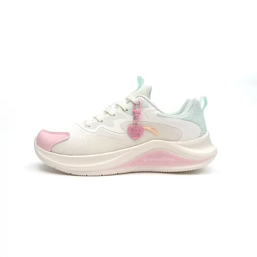Anta Walk Cushioned Slip-Resistant Abrasion-Resistant Low-Top Casual Training Sprint Running Shoes Women's White Pink