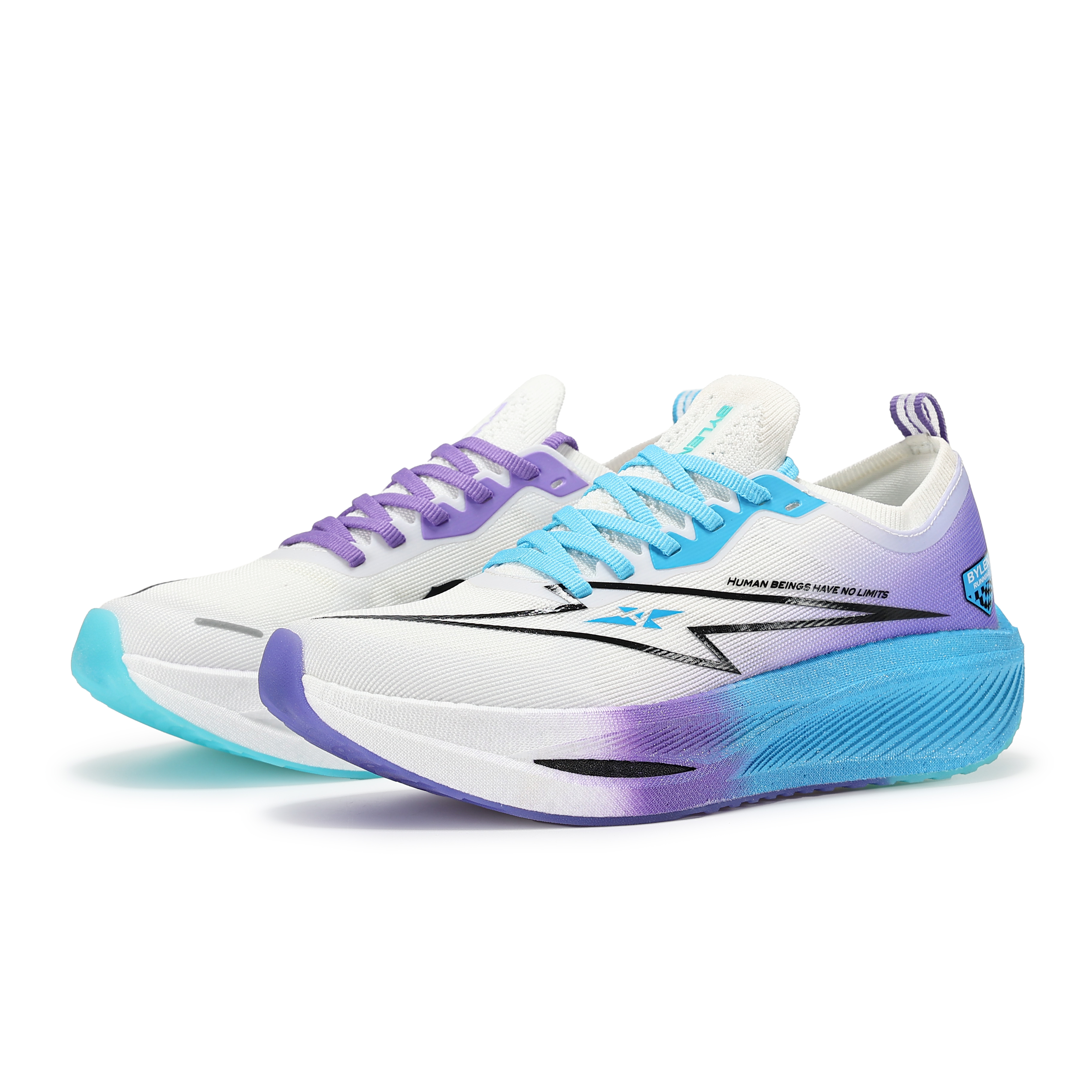BYLEN Cushioning Abrasion Resistant Rebound Low top Running Shoes Unisex Purple Blue