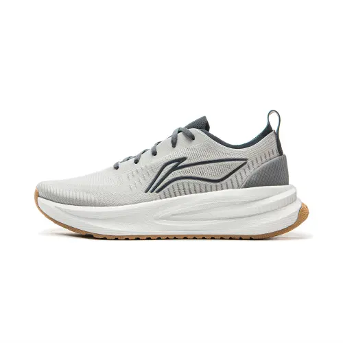 Li Ning Leisurely Cushioning Slip Resistant Abrasion Resistant Breathable Low top Casual Running Shoes Men's Calm Gray