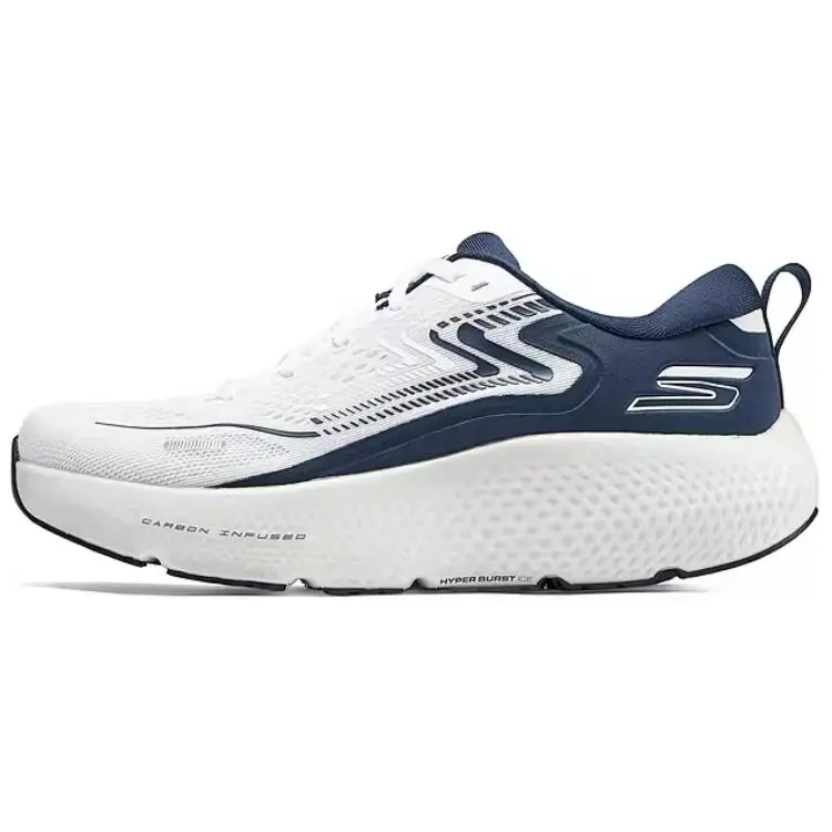 Skechers Go Run Max Road 6 Abrasion Resistant Low top Training Running Shoes Men's White Blue
