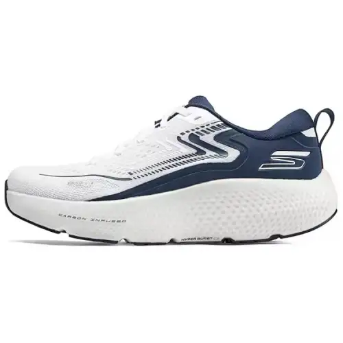 Skechers Go Run Max Road 6 Abrasion Resistant Low top Training Running Shoes Men's White Blue