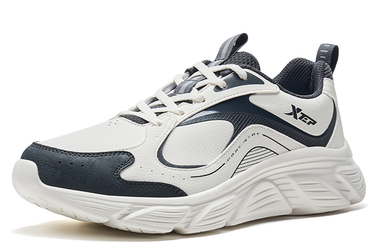 XTEP Cushioning Slip Resistant Abrasion Resistant Low top Running Shoes Men’s Sail White Coal Black