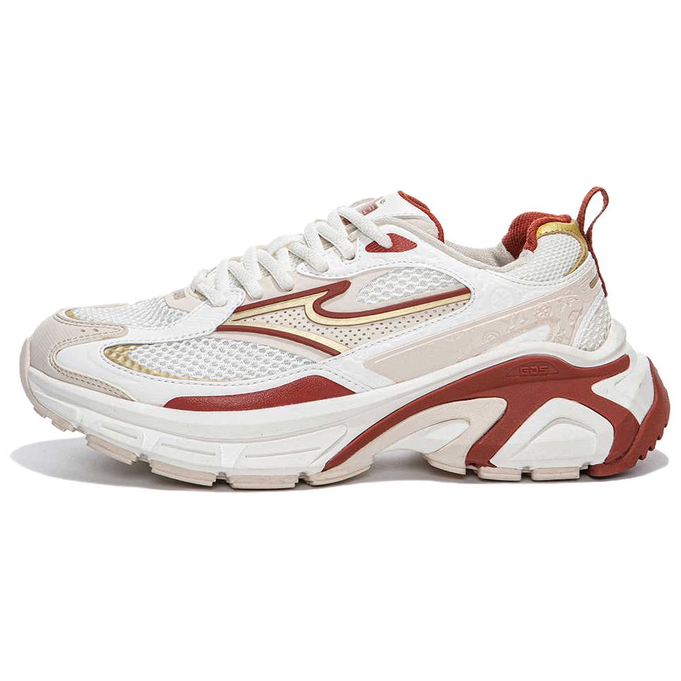 Erke Slip Resistant Abrasion Resistant Low top Casual Running Shoes Women’s White Beige Red