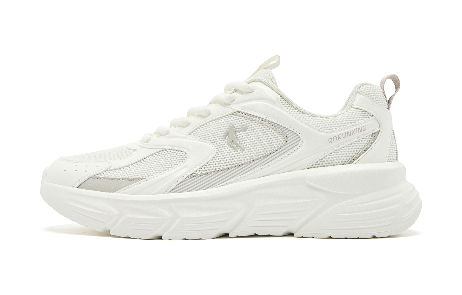 QIAODAN Cushioning Slip Resistant Abrasion Resistant Low top Casual Running Shoes Men’s White
