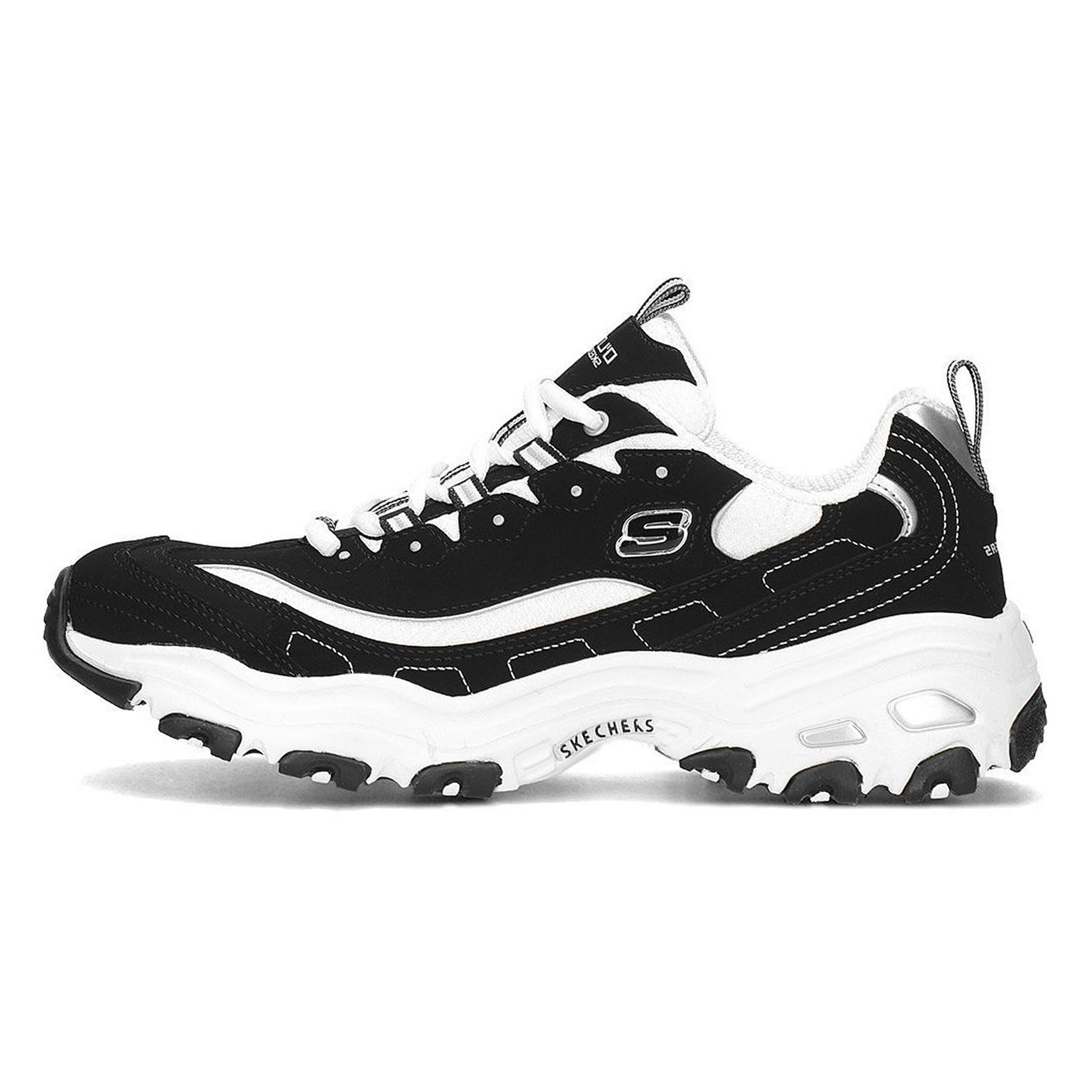 Skechers Skechers D'LITES 1.0 Panda Shoes Comfortable and Fashionable Casual Sports Versatile Retro Campus Wear for Daily Commuting Breathable, Lightweight and Height-increasing Low-top Dad Shoes Men's White and Black