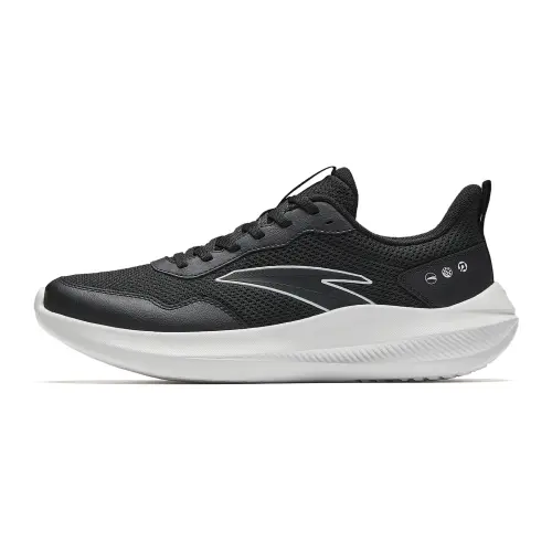 Anta Cushioning Slip Resistant Breathable Low top City Commuting Running Shoes Men's Basic Black/Papyrus White