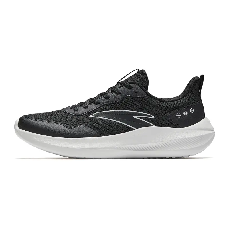 Anta Cushioning Slip Resistant Breathable Low top City Commuting Running Shoes Men's Basic Black/Papyrus White