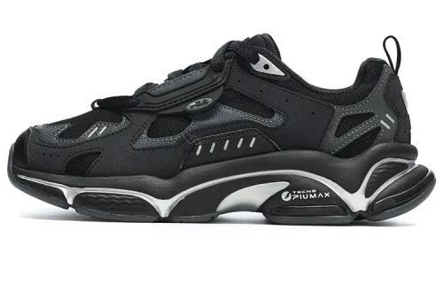 FILA FUSION Fila trendy brand Rjv Dx lightweight trendy fashion retro fabric synthetic leather shock-absorbing and wear-resistant low-top running shoes women's black gray