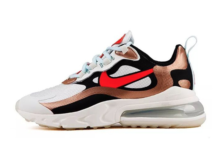 Nike Air Max 270 React Retro Spliced Sports Mesh Low Top Casual Running Shoes Women's White