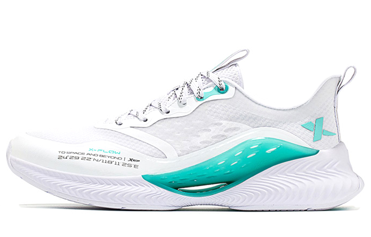 Xtep Hydrogen Wind 4.0 Comfortable Fabric Synthetic Leather Shock Absorbing Anti-Slip Wear-Resistant Breathable Low-top Hydrogen Wind Technology Running Shoes Men's White Green