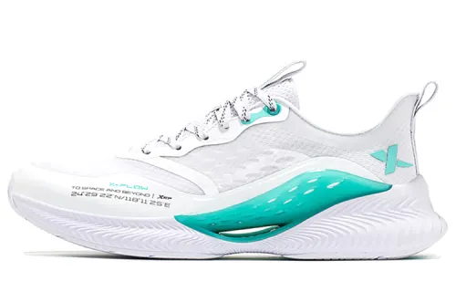 Xtep Hydrogen Wind 4.0 Comfortable Fabric Synthetic Leather Shock Absorbing Anti-Slip Wear-Resistant Breathable Low-top Hydrogen Wind Technology Running Shoes Men's White Green