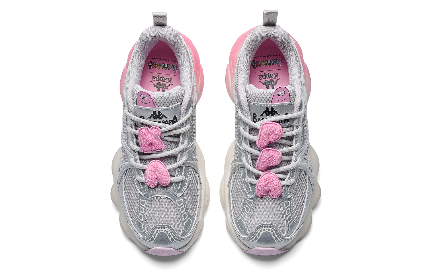 BARBAPAPA x Kappa Abrasion Resistant Low top Casual Running Shoes Women’s Cool Gray Silver Pink Peony