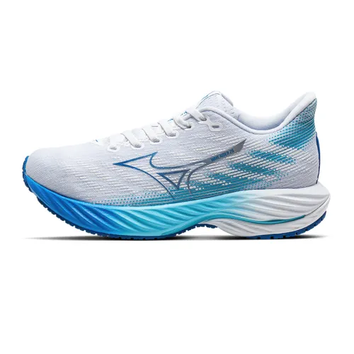 Mizuno Wave Rider 28 Slip Resistant, Abrasion Resistant, Breathable Low top Running Shoes Women's White Blue