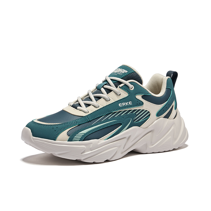 Erke Running Shoes Men’s Low Top Pine Green, Copper Cyan