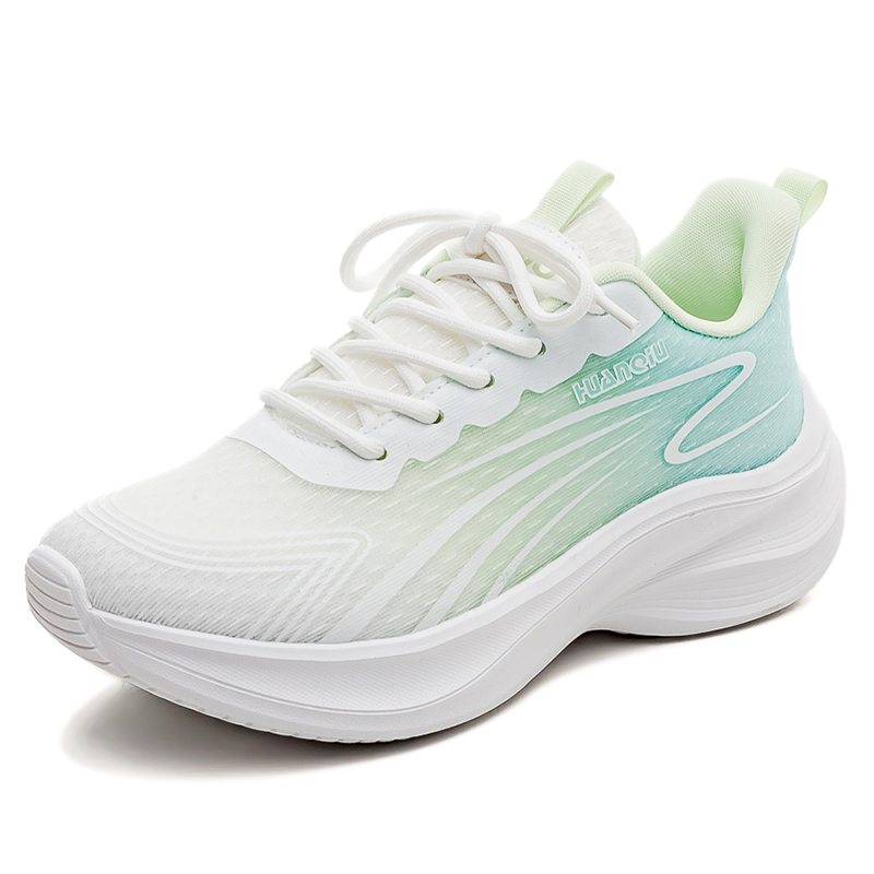 HUANQIU Slip Resistant And Breathable Coverage Low top Casual Running Shoes Women’s White Green