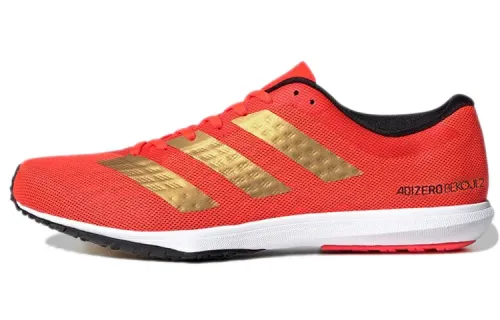 Adidas Adizero Bekoji Synthetic Leather, Textile Slip Resistant Low top Training Running Shoes Men's Red Gold