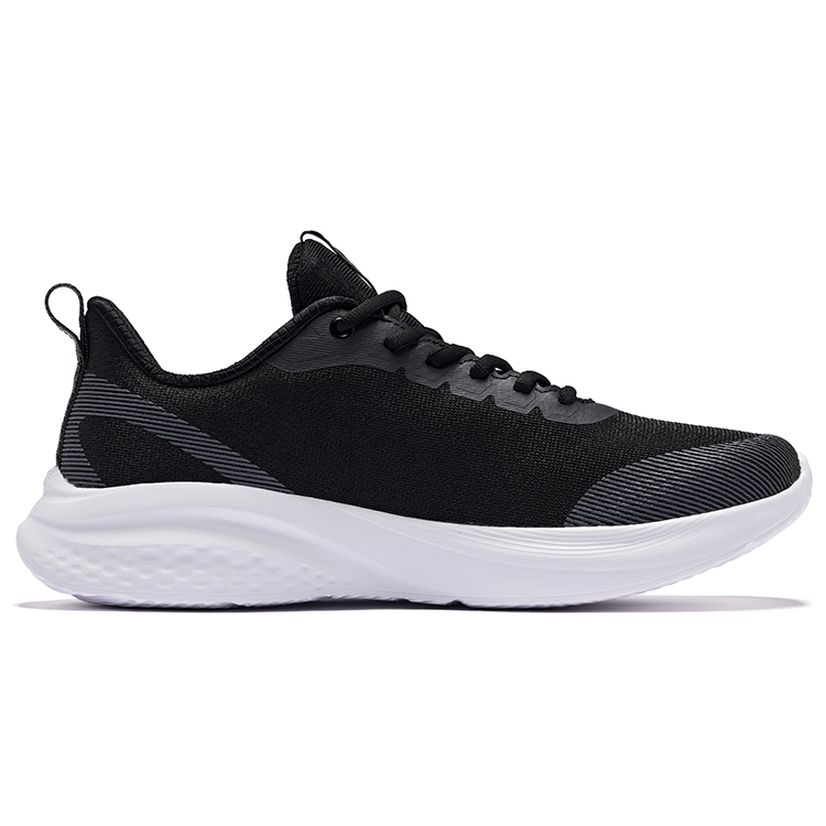 Erke Fabric Cushioning Lightweight Cushioning Lightweight Low top Casual Running Shoes Men’s Jet Black Carbon Gray