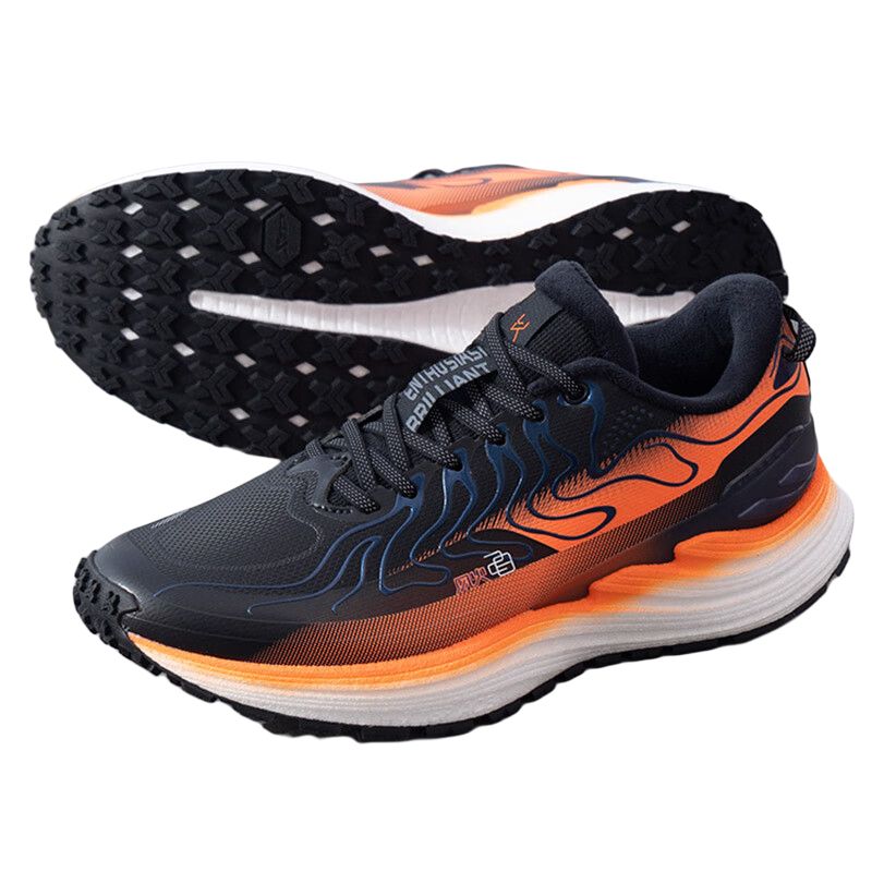 XTEP Cushioning Breathable Cushioning Breathable Low top Training Running Shoes Men’s Black Orange