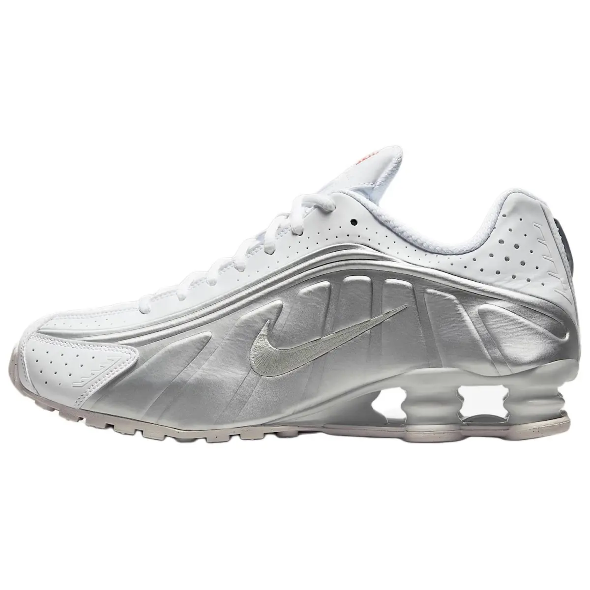 Nike Shox R4 Comfortable Low top Casual Running Shoes Men's White Silver