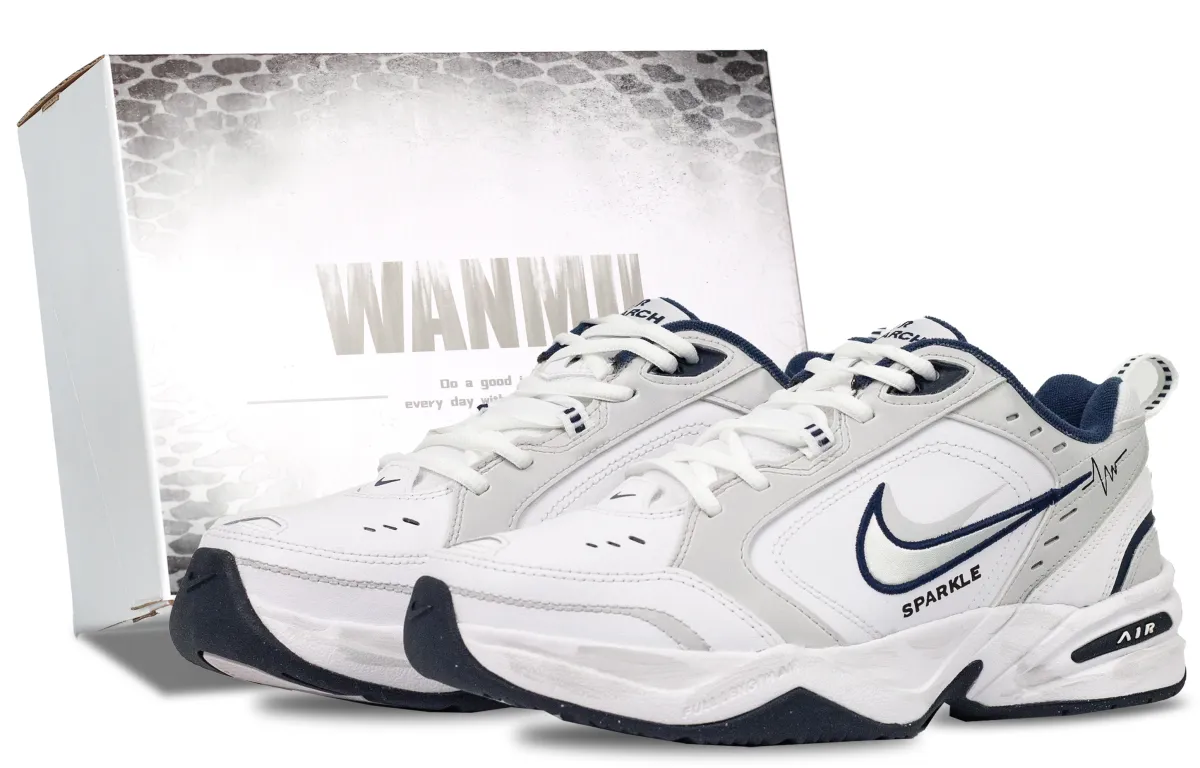 Nike Air Monarch 4 Gray Track Slip Resistant Abrasion Resistant Low top Chunky Sneakers Men's White Gray