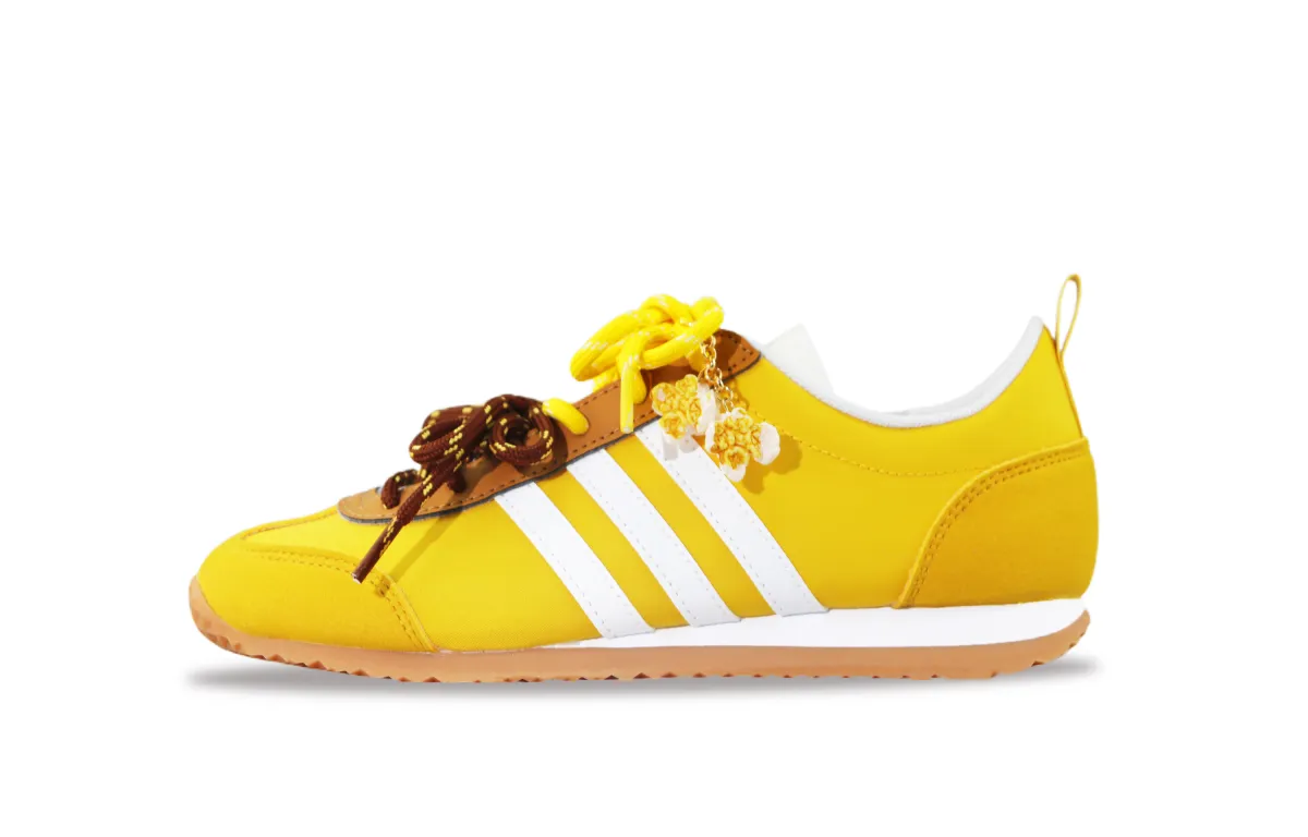 Adidas VS JOG 2.0 Slip Resistant Abrasion Resistant Low top Casual Shoes Unisex Yellow White