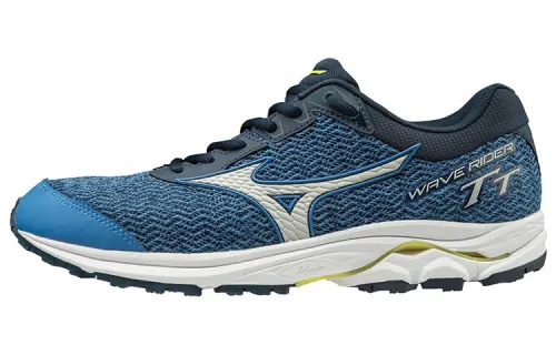 Mizuno Wave Rider TT Textile, Synthetic Leather Abrasion Resistant Slip Resistant Low top Running Shoes Men's Blue