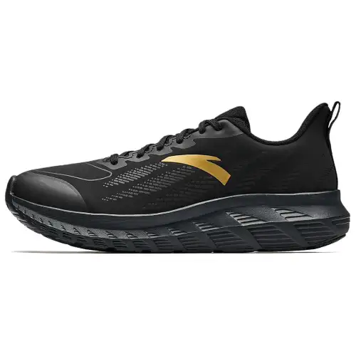 Anta Running Collection Wear resistant And Lightweight Low top Casual Training Running Shoes Men's Black Gold
