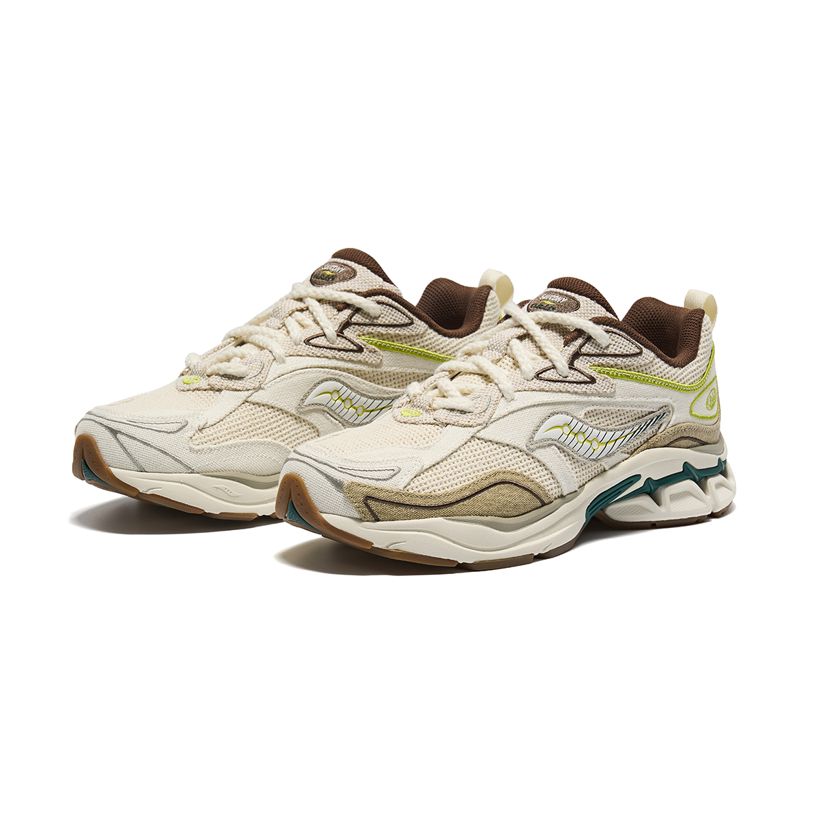 Saucony GRID FUSION Fabric Low top Running Shoes Unisex Beige