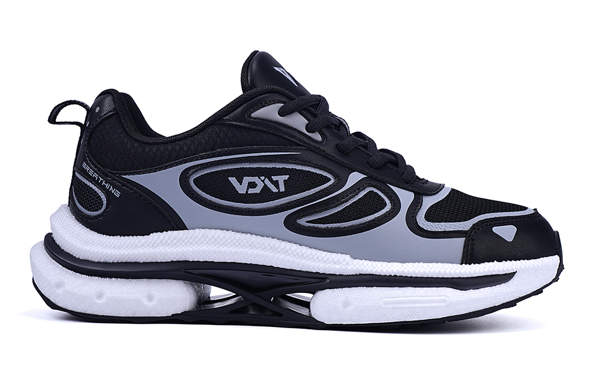 VOIT Cushioning Slip Resistant Breathable Low top Casual Sprint Running Shoes Unisex Black Gray