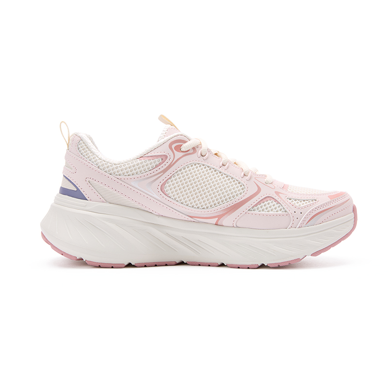 Skechers Edgeride Comfortable Round Toe Fabric Breathable Support Rebound Low top Running Shoes Women’s White Pink