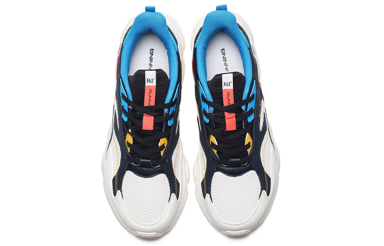 361° Fashion Trend Mesh, Synthetic Leather Cushioning Breathable Lightweight Low top Running Shoes Men’s White Blue