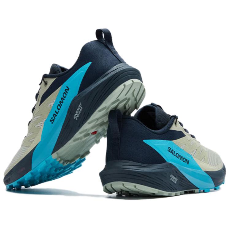 SALOMON Sense Ride 5 Comfortable Abrasion Resistant Breathable Low top Running Shoes Men’s Beige Black Blue