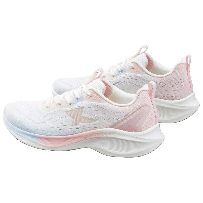 XTEP Cushioning Slip Resistant Breathable Lightweight Rebound Low top Running Shoes Women’s White Pink