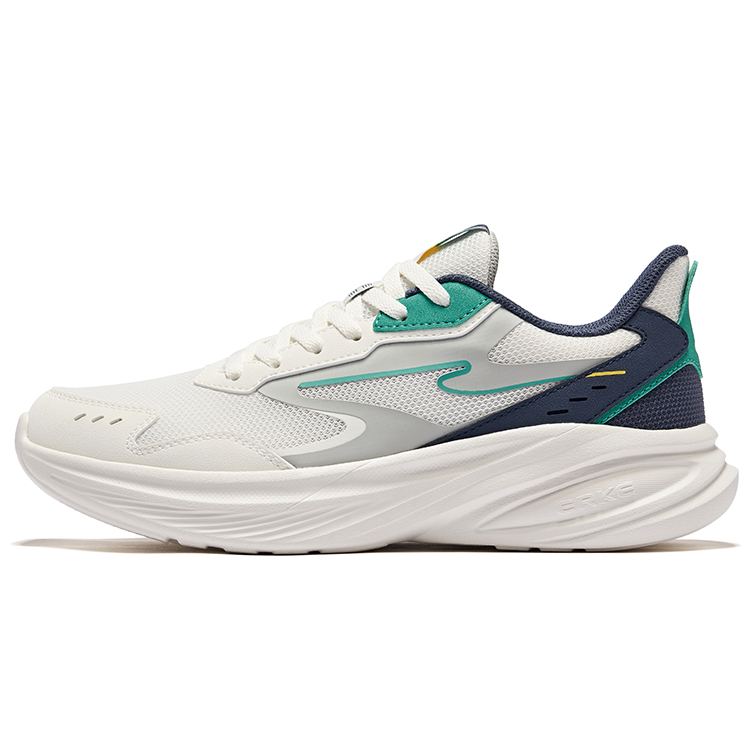 Erke Hunt Slip Resistant Lightweight Rebound Low top Running Shoes Men’s Microcrystal White Gray Ink Blue
