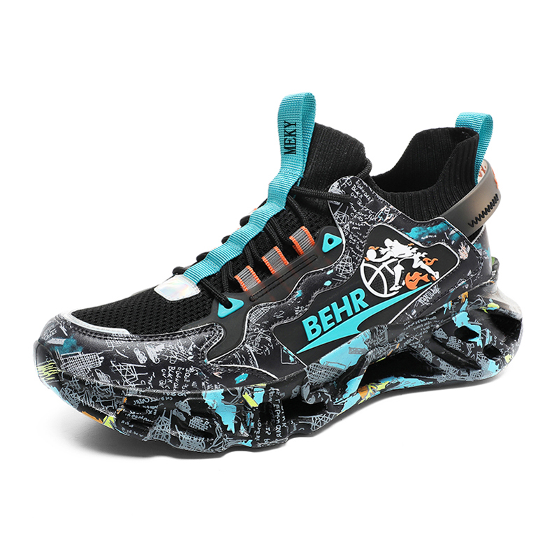 MEKY Slip Resistant Abrasion Resistant Low top Running Shoes Unisex Black Lake Green