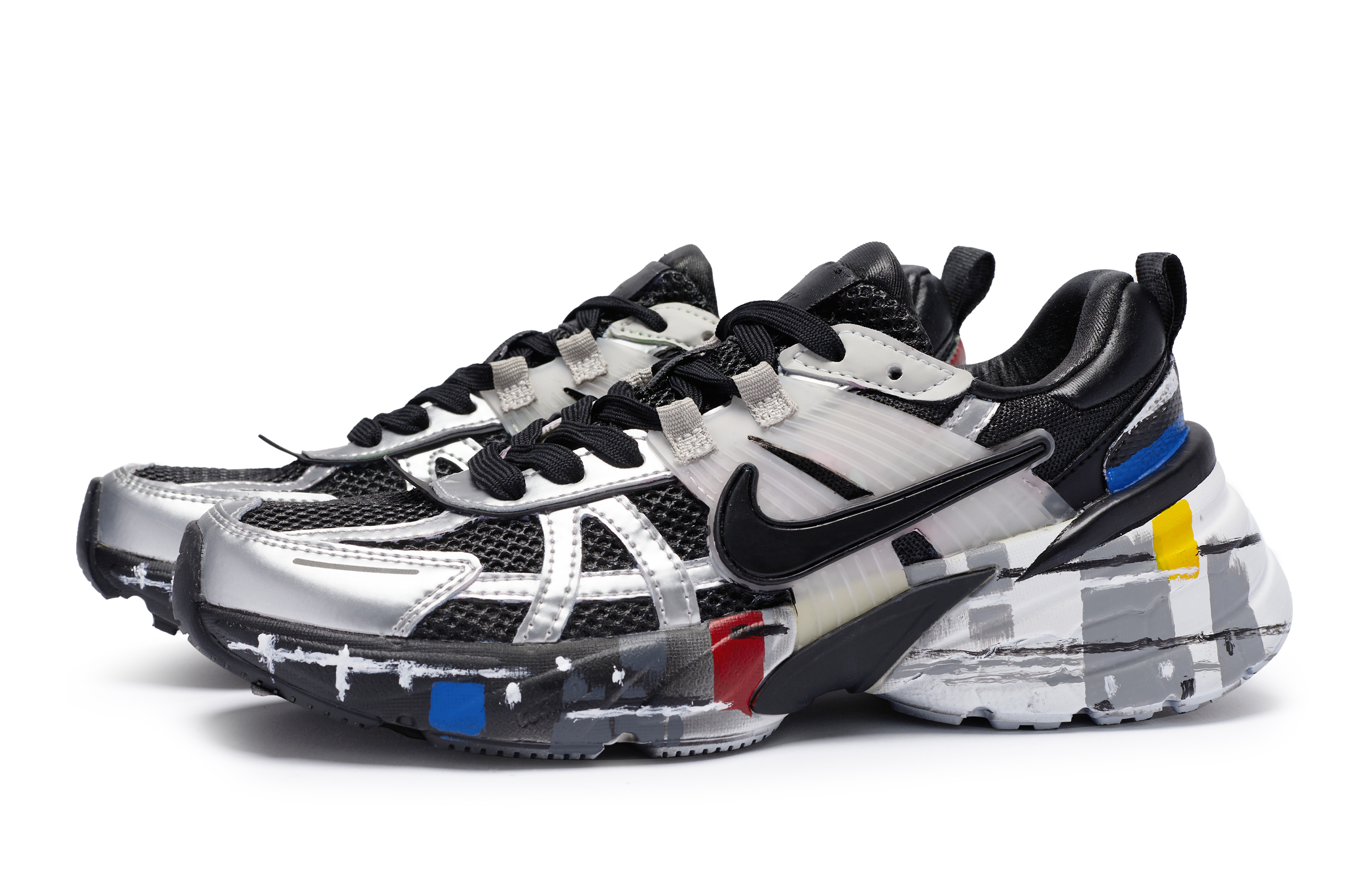 Nike V2K Run Cushioning Slip Resistant Cushioning Slip Resistant Low top Casual Running Shoes Women’s Black Silver Gray