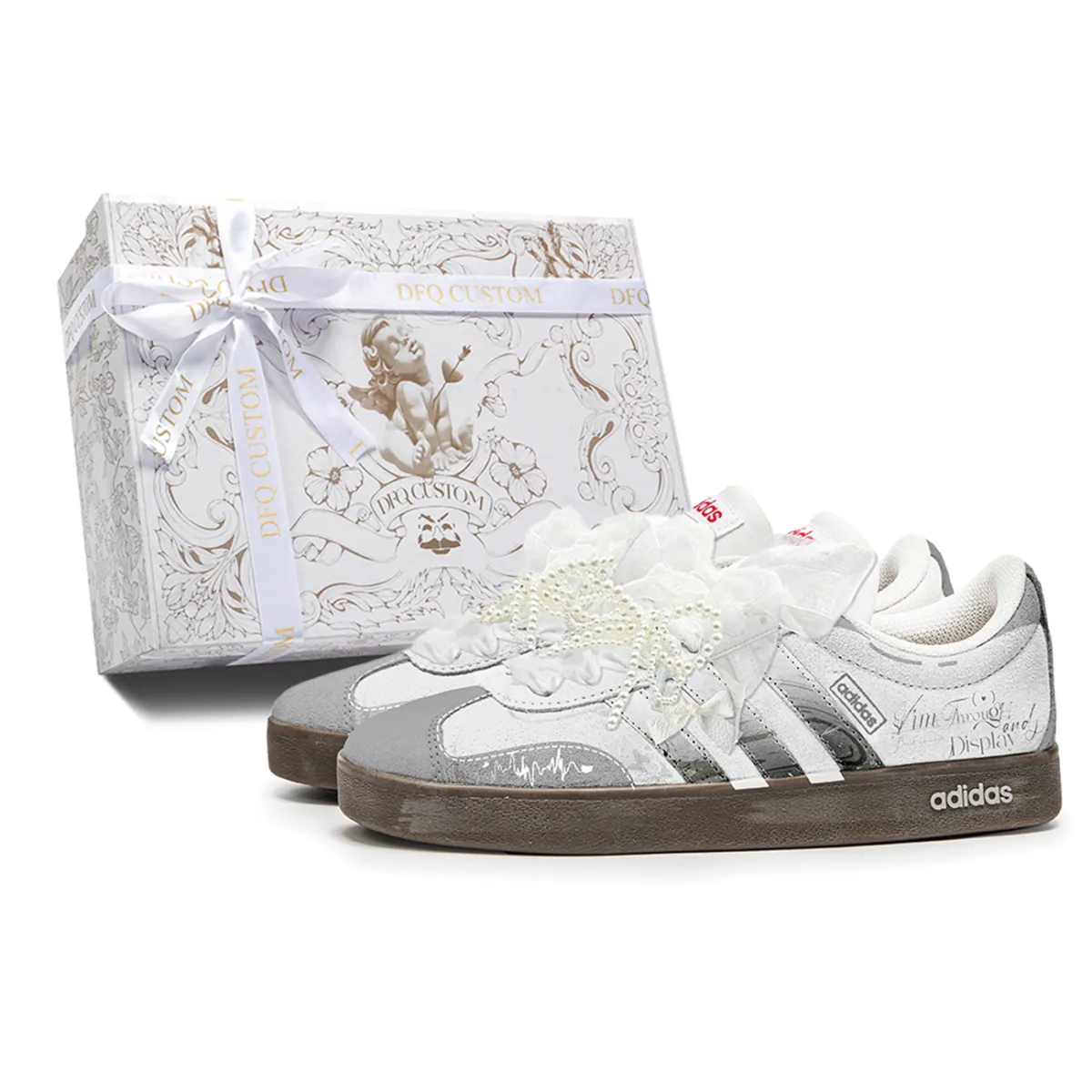Adidas VL COURT 2.0 Evening Butterfly Abrasion Resistant Abrasion Resistant Low top Skateboard Shoes Unisex White