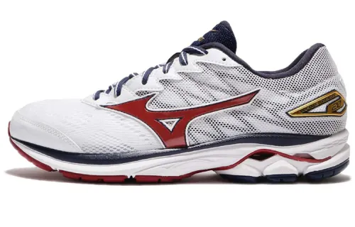 Mizuno Wave Rider 20 Running Shoes Men's Low Top White/Blue/Red
