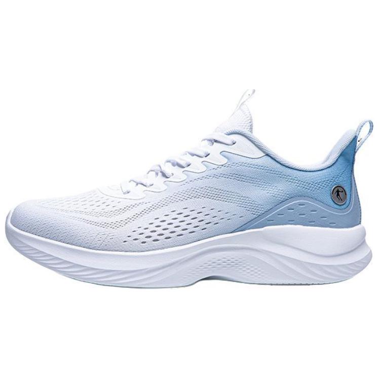 QIAODAN Comfortable And Trendy Cushioning Slip Resistant Low top Sprint Running Shoes Men’s White Blue