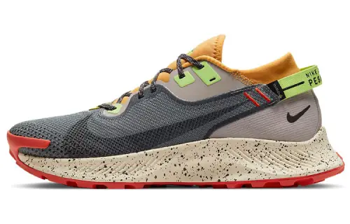 Nike Pegasus Trail 2 off-road synthetic leather fabric shock-absorbing non-slip wear-resistant and waterproof low-top running shoes men's gray yellow red