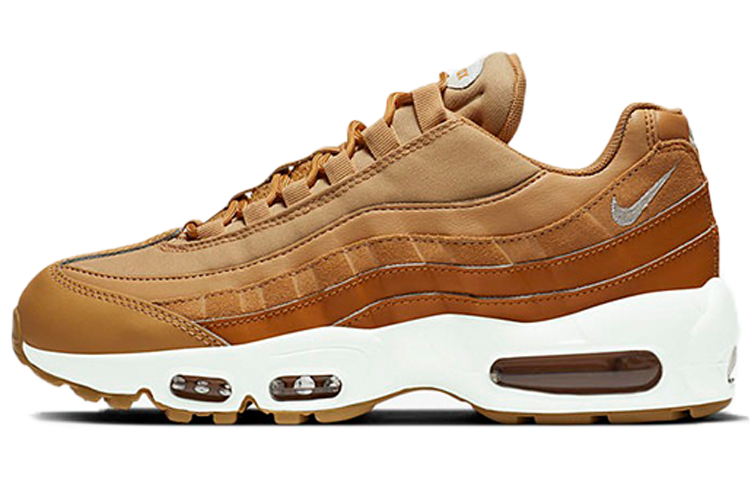 Nike Air Max 95 retro comfortable synthetic leather low-top air cushion casual running shoes women's brown and white