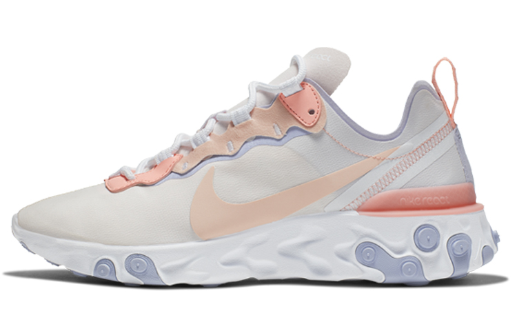 Nike React Element 55 OG model cushioning foam fabric shock absorption low-top casual running shoes women's cherry blossom pink